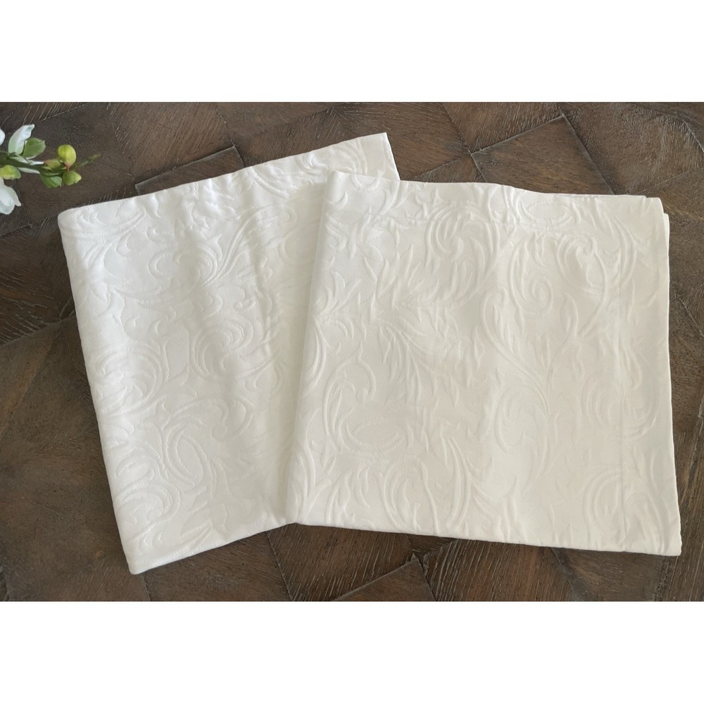 Pr Frontgate Euro Pillow Shams 29X29 White  Matelasse‎ Scroll Design NWOT Set 2